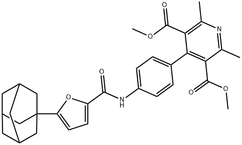 dimethyl 4-[4-[[5-(1-adamantyl)furan-2-carbonyl]amino]phenyl]-2,6-dimethylpyridine-3,5-dicarboxylate 구조식 이미지