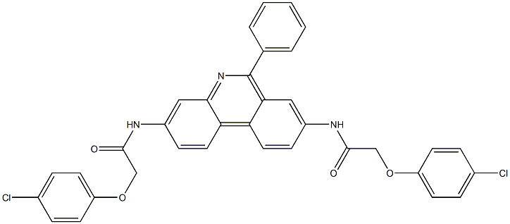 2-(4-chlorophenoxy)-N-[3-[[2-(4-chlorophenoxy)acetyl]amino]-6-phenylphenanthridin-8-yl]acetamide Structure