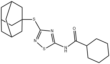 N-[3-(1-adamantylsulfanyl)-1,2,4-thiadiazol-5-yl]cyclohexanecarboxamide 구조식 이미지