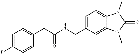 N-[(1,3-dimethyl-2-oxobenzimidazol-5-yl)methyl]-2-(4-fluorophenyl)acetamide Structure