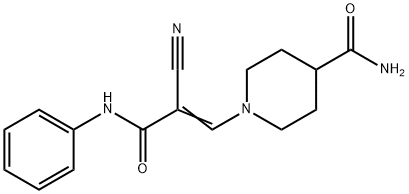 1-[(E)-3-anilino-2-cyano-3-oxoprop-1-enyl]piperidine-4-carboxamide Structure