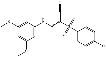 (Z)-2-(4-chlorophenyl)sulfonyl-3-(3,5-dimethoxyanilino)prop-2-enenitrile 구조식 이미지