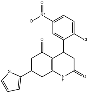 4-(2-chloro-5-nitrophenyl)-7-thiophen-2-yl-1,3,4,6,7,8-hexahydroquinoline-2,5-dione 구조식 이미지