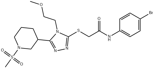 N-(4-bromophenyl)-2-[[4-(2-methoxyethyl)-5-(1-methylsulfonylpiperidin-3-yl)-1,2,4-triazol-3-yl]sulfanyl]acetamide Structure