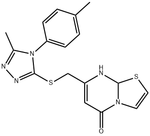 7-[[5-methyl-4-(4-methylphenyl)-1,2,4-triazol-3-yl]sulfanylmethyl]-8,8a-dihydro-[1,3]thiazolo[3,2-a]pyrimidin-5-one 구조식 이미지