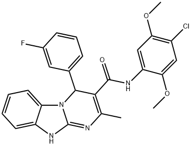 N-(4-chloro-2,5-dimethoxyphenyl)-4-(3-fluorophenyl)-2-methyl-1,4-dihydropyrimido[1,2-a]benzimidazole-3-carboxamide 구조식 이미지