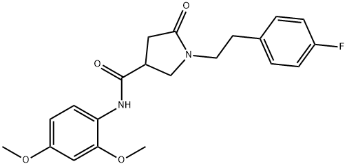 N-(2,4-dimethoxyphenyl)-1-[2-(4-fluorophenyl)ethyl]-5-oxopyrrolidine-3-carboxamide 구조식 이미지