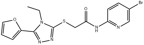 N-(5-bromopyridin-2-yl)-2-[[4-ethyl-5-(furan-2-yl)-1,2,4-triazol-3-yl]sulfanyl]acetamide 구조식 이미지