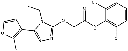 N-(2,6-dichlorophenyl)-2-[[4-ethyl-5-(2-methylfuran-3-yl)-1,2,4-triazol-3-yl]sulfanyl]acetamide Structure