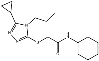 N-cyclohexyl-2-[(5-cyclopropyl-4-propyl-1,2,4-triazol-3-yl)sulfanyl]acetamide 구조식 이미지