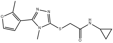 N-cyclopropyl-2-[[4-methyl-5-(2-methylfuran-3-yl)-1,2,4-triazol-3-yl]sulfanyl]acetamide Structure
