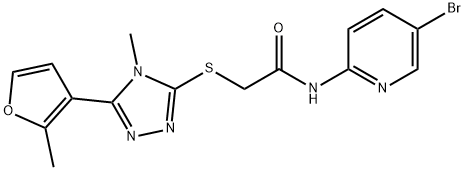 N-(5-bromopyridin-2-yl)-2-[[4-methyl-5-(2-methylfuran-3-yl)-1,2,4-triazol-3-yl]sulfanyl]acetamide Structure