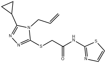 2-[(5-cyclopropyl-4-prop-2-enyl-1,2,4-triazol-3-yl)sulfanyl]-N-(1,3-thiazol-2-yl)acetamide 구조식 이미지