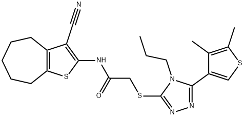 N-(3-cyano-5,6,7,8-tetrahydro-4H-cyclohepta[b]thiophen-2-yl)-2-[[5-(4,5-dimethylthiophen-3-yl)-4-propyl-1,2,4-triazol-3-yl]sulfanyl]acetamide Structure