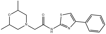 2-(2,6-dimethylmorpholin-4-yl)-N-(4-phenyl-1,3-thiazol-2-yl)acetamide 구조식 이미지