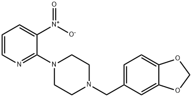 1-(1,3-benzodioxol-5-ylmethyl)-4-(3-nitropyridin-2-yl)piperazine 구조식 이미지