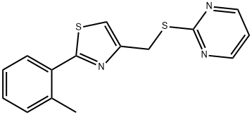 2-(2-methylphenyl)-4-(pyrimidin-2-ylsulfanylmethyl)-1,3-thiazole 구조식 이미지