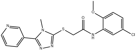 N-(5-chloro-2-methoxyphenyl)-2-[(4-methyl-5-pyridin-3-yl-1,2,4-triazol-3-yl)sulfanyl]acetamide 구조식 이미지