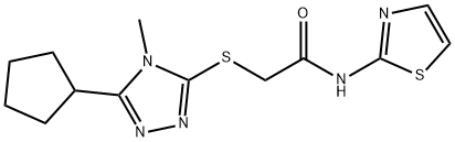 2-[(5-cyclopentyl-4-methyl-1,2,4-triazol-3-yl)sulfanyl]-N-(1,3-thiazol-2-yl)acetamide Structure