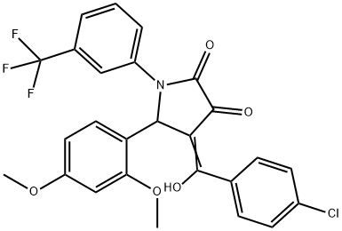 (4E)-4-[(4-chlorophenyl)-hydroxymethylidene]-5-(2,4-dimethoxyphenyl)-1-[3-(trifluoromethyl)phenyl]pyrrolidine-2,3-dione Structure