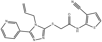 N-(3-cyanothiophen-2-yl)-2-[(4-prop-2-enyl-5-pyridin-3-yl-1,2,4-triazol-3-yl)sulfanyl]acetamide 구조식 이미지