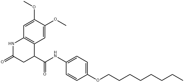 6,7-dimethoxy-N-(4-octoxyphenyl)-2-oxo-3,4-dihydro-1H-quinoline-4-carboxamide Structure