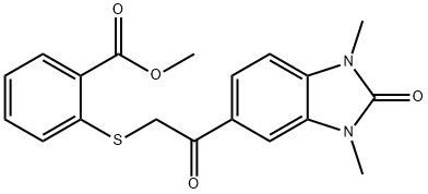 methyl 2-[2-(1,3-dimethyl-2-oxobenzimidazol-5-yl)-2-oxoethyl]sulfanylbenzoate Structure