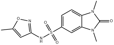 1,3-dimethyl-N-(5-methyl-1,2-oxazol-3-yl)-2-oxobenzimidazole-5-sulfonamide 구조식 이미지