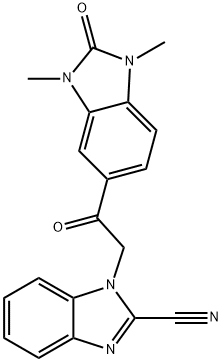 1-[2-(1,3-dimethyl-2-oxobenzimidazol-5-yl)-2-oxoethyl]benzimidazole-2-carbonitrile 구조식 이미지