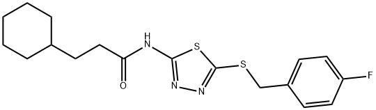 3-cyclohexyl-N-[5-[(4-fluorophenyl)methylsulfanyl]-1,3,4-thiadiazol-2-yl]propanamide 구조식 이미지