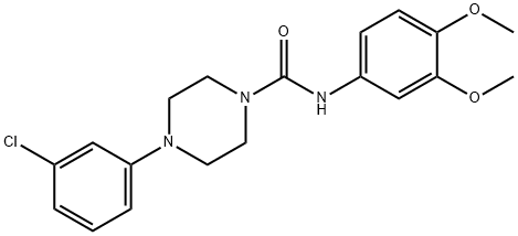 4-(3-chlorophenyl)-N-(3,4-dimethoxyphenyl)piperazine-1-carboxamide 구조식 이미지