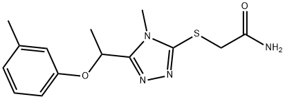 2-[[4-methyl-5-[1-(3-methylphenoxy)ethyl]-1,2,4-triazol-3-yl]sulfanyl]acetamide 구조식 이미지