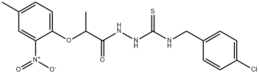 1-[(4-chlorophenyl)methyl]-3-[2-(4-methyl-2-nitrophenoxy)propanoylamino]thiourea 구조식 이미지