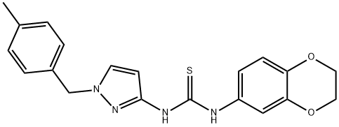 1-(2,3-dihydro-1,4-benzodioxin-6-yl)-3-[1-[(4-methylphenyl)methyl]pyrazol-3-yl]thiourea Structure