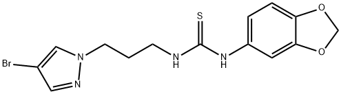 1-(1,3-benzodioxol-5-yl)-3-[3-(4-bromopyrazol-1-yl)propyl]thiourea Structure