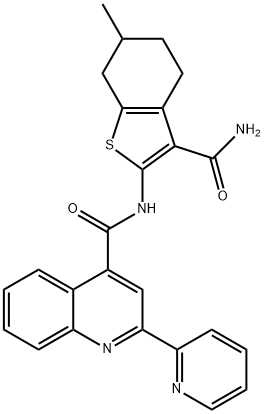 N-(3-carbamoyl-6-methyl-4,5,6,7-tetrahydro-1-benzothiophen-2-yl)-2-pyridin-2-ylquinoline-4-carboxamide Structure