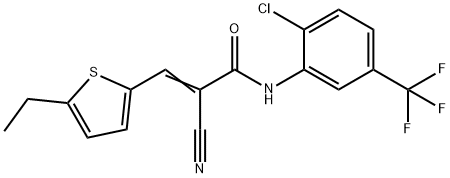 (E)-N-[2-chloro-5-(trifluoromethyl)phenyl]-2-cyano-3-(5-ethylthiophen-2-yl)prop-2-enamide 구조식 이미지