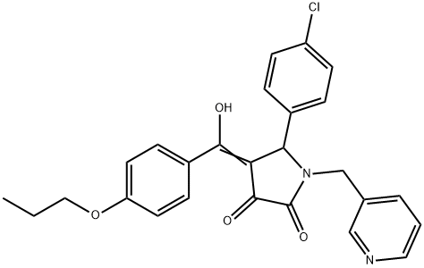 (4E)-5-(4-chlorophenyl)-4-[hydroxy-(4-propoxyphenyl)methylidene]-1-(pyridin-3-ylmethyl)pyrrolidine-2,3-dione Structure