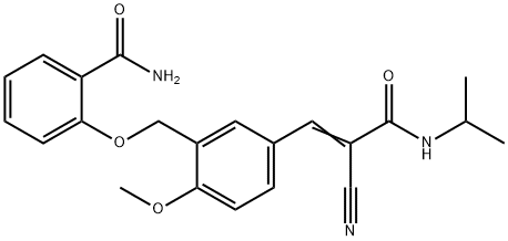 2-[[5-[(E)-2-cyano-3-oxo-3-(propan-2-ylamino)prop-1-enyl]-2-methoxyphenyl]methoxy]benzamide Structure