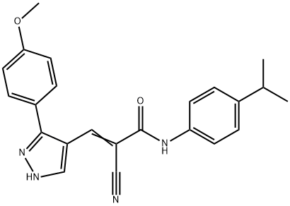 (E)-2-cyano-3-[5-(4-methoxyphenyl)-1H-pyrazol-4-yl]-N-(4-propan-2-ylphenyl)prop-2-enamide 구조식 이미지