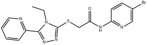 N-(5-bromopyridin-2-yl)-2-[(4-ethyl-5-pyridin-2-yl-1,2,4-triazol-3-yl)sulfanyl]acetamide 구조식 이미지