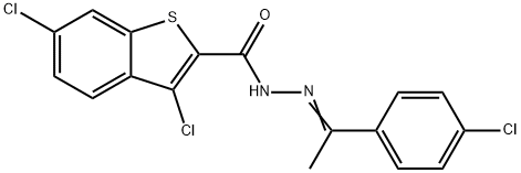 3,6-dichloro-N-[(E)-1-(4-chlorophenyl)ethylideneamino]-1-benzothiophene-2-carboxamide Structure