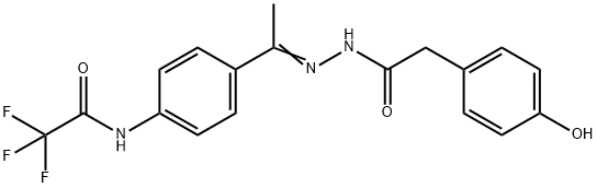 2,2,2-trifluoro-N-[4-[(Z)-N-[[2-(4-hydroxyphenyl)acetyl]amino]-C-methylcarbonimidoyl]phenyl]acetamide 구조식 이미지