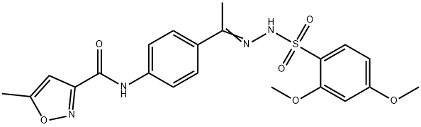 N-[4-[(E)-N-[(2,4-dimethoxyphenyl)sulfonylamino]-C-methylcarbonimidoyl]phenyl]-5-methyl-1,2-oxazole-3-carboxamide Structure