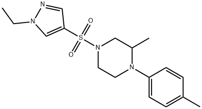 4-(1-ethylpyrazol-4-yl)sulfonyl-2-methyl-1-(4-methylphenyl)piperazine Structure