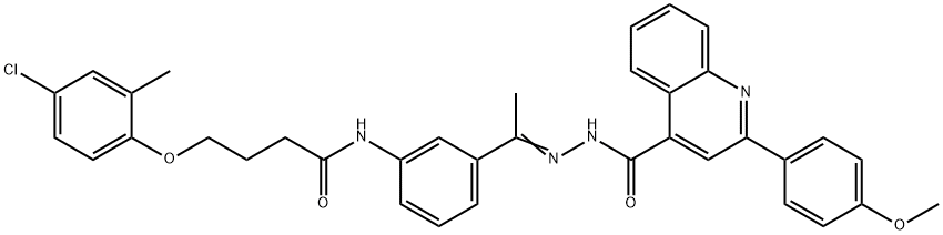 N-[(E)-1-[3-[4-(4-chloro-2-methylphenoxy)butanoylamino]phenyl]ethylideneamino]-2-(4-methoxyphenyl)quinoline-4-carboxamide 구조식 이미지