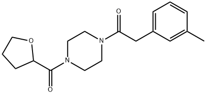 2-(3-methylphenyl)-1-[4-(oxolane-2-carbonyl)piperazin-1-yl]ethanone 구조식 이미지