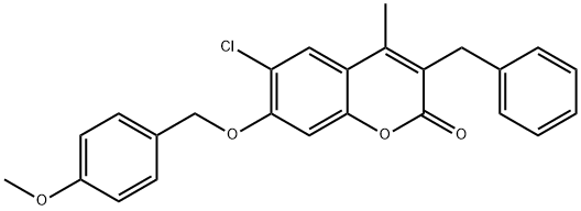 3-benzyl-6-chloro-7-[(4-methoxyphenyl)methoxy]-4-methylchromen-2-one 구조식 이미지