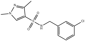 N-[(3-chlorophenyl)methyl]-1,3-dimethylpyrazole-4-sulfonamide 구조식 이미지