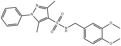 N-[(3,4-dimethoxyphenyl)methyl]-3,5-dimethyl-1-phenylpyrazole-4-sulfonamide 구조식 이미지